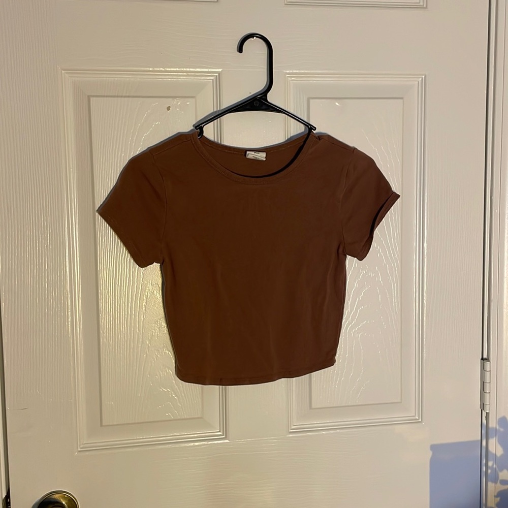 Brown open back crop top
